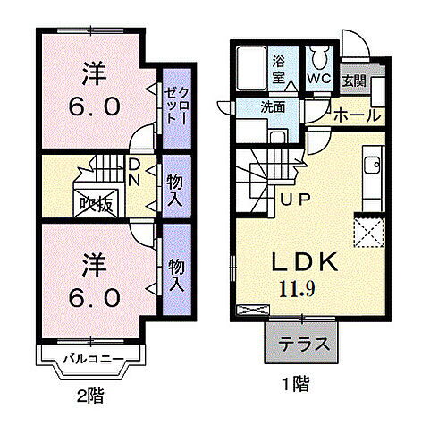 エスペランサＢ 1階 2LDK 賃貸物件詳細