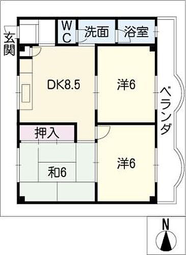 粟野ビル 2階 3DK 賃貸物件詳細