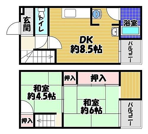 ビレッジハウス加賀田　２号棟 1階 2LDK 賃貸物件詳細