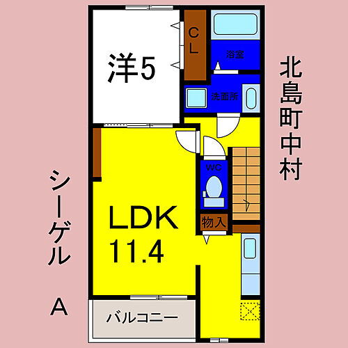 徳島県板野郡北島町中村字本須 勝瑞駅 1LDK アパート 賃貸物件詳細