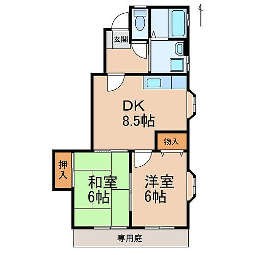 エメラルドハイツ６ 1階 2DK 賃貸物件詳細