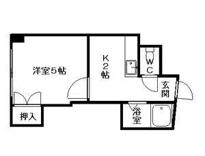 コスモス菊水 5階 1K 賃貸物件詳細