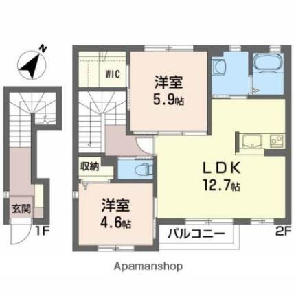 シャーメゾンイシファインＡ 2階 2LDK 賃貸物件詳細