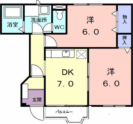 宮城県多賀城市新田字後 岩切駅 2DK アパート 賃貸物件詳細