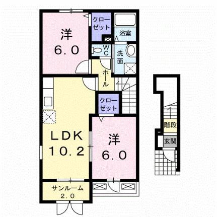 デ・ラフォーレ　Ｉ 2階 2LDK 賃貸物件詳細