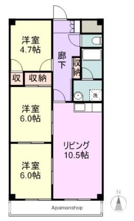 ベルシャイン竹原Ａ 4階 3LDK 賃貸物件詳細