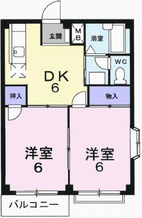 エルディム水神堂 2階 2DK 賃貸物件詳細
