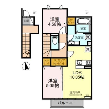 大阪府八尾市教興寺1丁目 高安駅 2LDK アパート 賃貸物件詳細