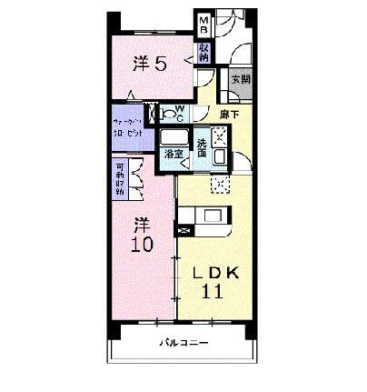 岡山県岡山市北区中仙道2丁目 北長瀬駅 2LDK マンション 賃貸物件詳細