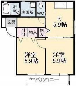 ノースヴェレッジ　ＩＶ　Ｃ棟 2階 2K 賃貸物件詳細