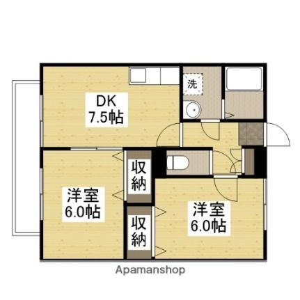 パティオＤ棟 2階 2DK 賃貸物件詳細