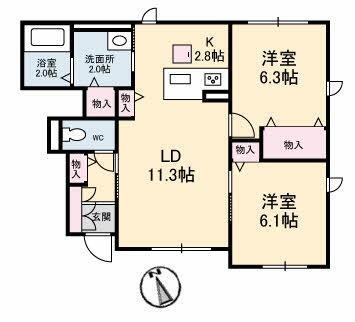 広島県広島市佐伯区五日市中央5丁目 楽々園駅 2LDK アパート 賃貸物件詳細