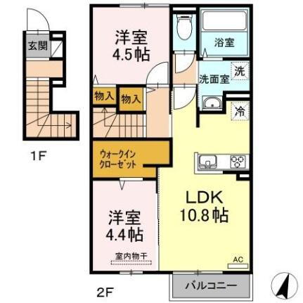 山口県岩国市南岩国町1丁目 南岩国駅 2LDK アパート 賃貸物件詳細