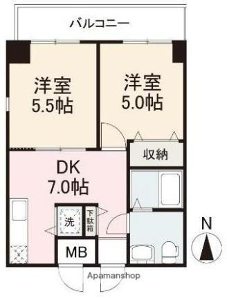 香川県高松市天神前 瓦町駅 2DK マンション 賃貸物件詳細