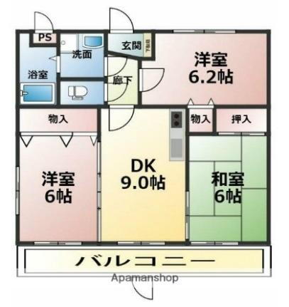 愛媛県東温市志津川 愛大医学部南口駅 3DK マンション 賃貸物件詳細