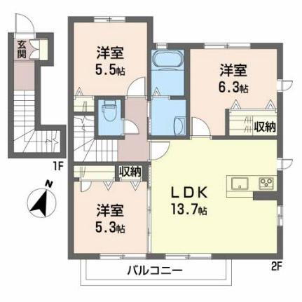 シャーメゾン・カルミア　Ｂ棟 2階 3LDK 賃貸物件詳細