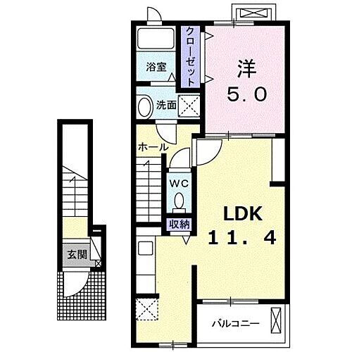 グレースコートＶ 2階 1LDK 賃貸物件詳細