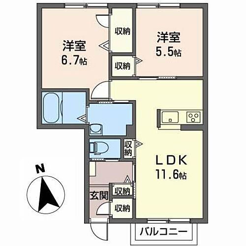 アルカンシェル 1階 2LDK 賃貸物件詳細