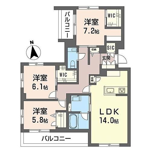 シャーメゾン丸井Ａ 2階 3LDK 賃貸物件詳細