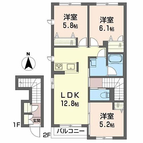メゾンマスト谷川瀬 2階 3LDK 賃貸物件詳細