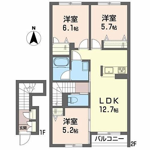 メゾンマスト谷川瀬 2階 3LDK 賃貸物件詳細