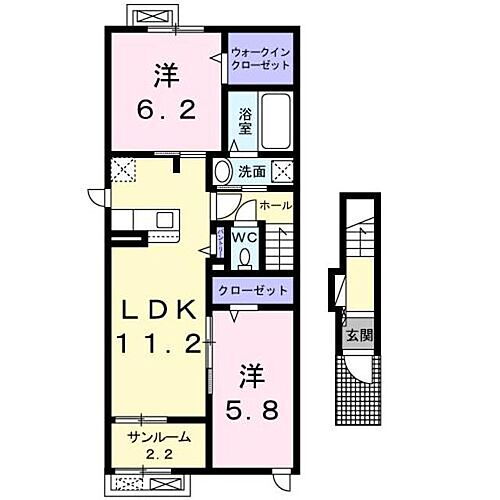 ロンベルジュ　ＩＩＩ 2階 2LDK 賃貸物件詳細
