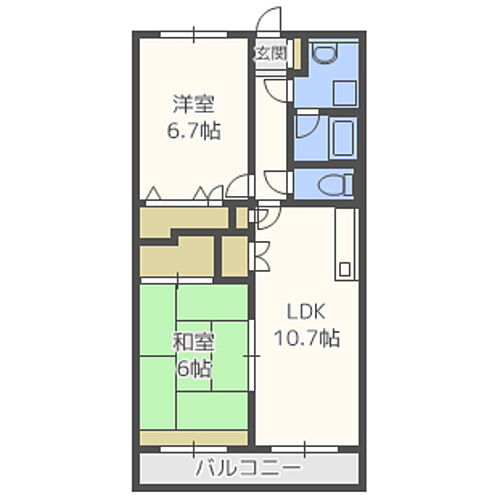 レジデンス原田 3階 2LDK 賃貸物件詳細