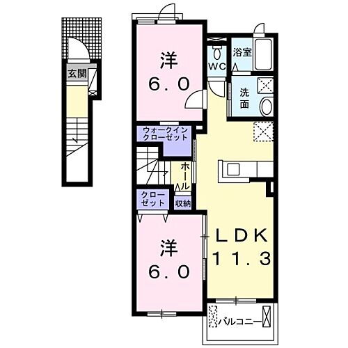 栃木県小山市西城南7丁目 小山駅 2LDK アパート 賃貸物件詳細