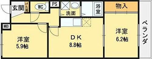 ロイヤル・アネックス 7階 2DK 賃貸物件詳細