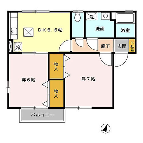 アクアグレイス　Ｂ 1階 2DK 賃貸物件詳細