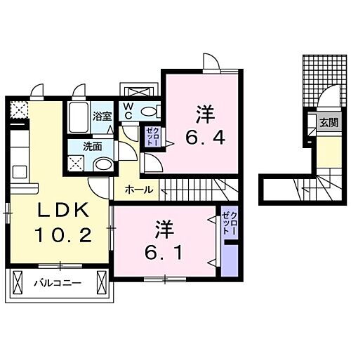 シェーヌＩＩＩ 2階 2LDK 賃貸物件詳細