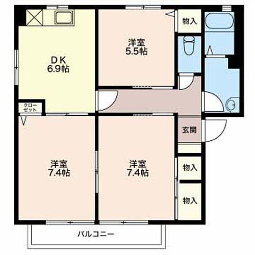 新潟県新潟市江南区元町4丁目2-4 亀田駅 3DK アパート 賃貸物件詳細