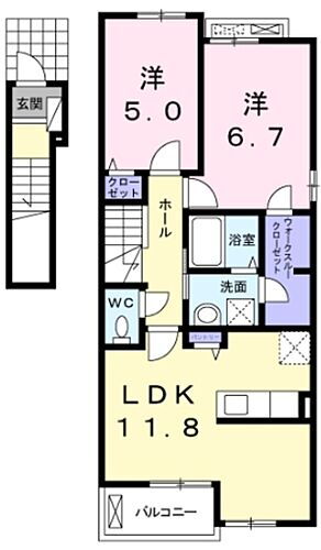 オリュザケードゥオ 2階 2LDK 賃貸物件詳細