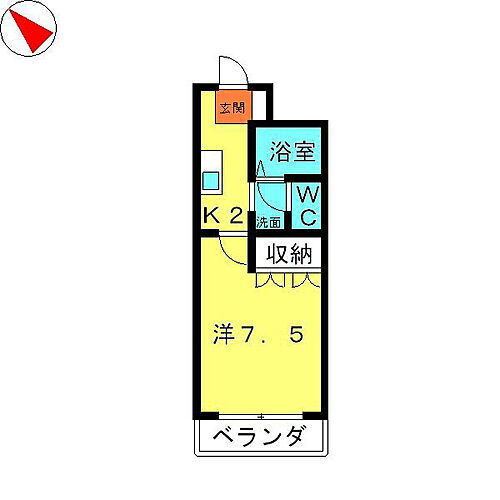 Ｍｅｌｏｄｙ　Ｃｏｕｒｔ 2階 1K 賃貸物件詳細