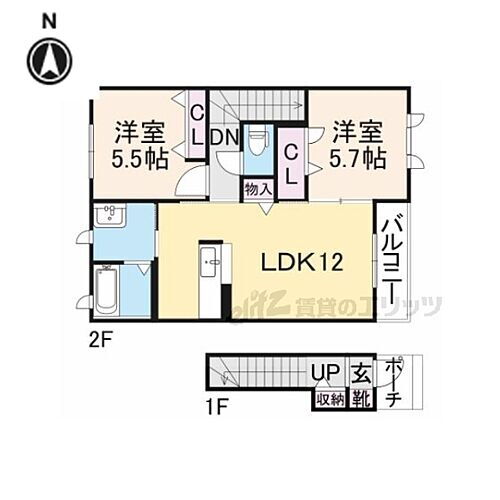 ミールＩＩＩ 2階 2LDK 賃貸物件詳細