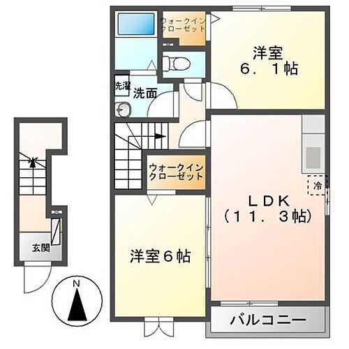 ノースカレント５ 2階 2LDK 賃貸物件詳細