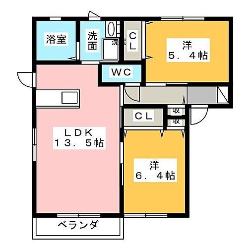 メル・ドゥー　Ｃ 2階 2LDK 賃貸物件詳細