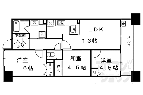 イーグルコート西大路アネックス 6階 3LDK 賃貸物件詳細