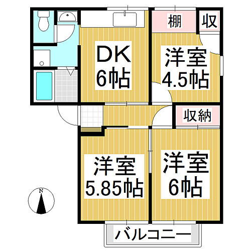 長野県長野市大字北堀 朝陽駅 3DK アパート 賃貸物件詳細