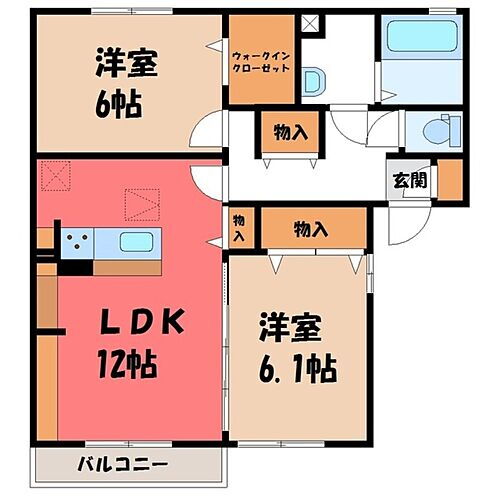 グランオッツＶ　Ａ 2階 2LDK 賃貸物件詳細