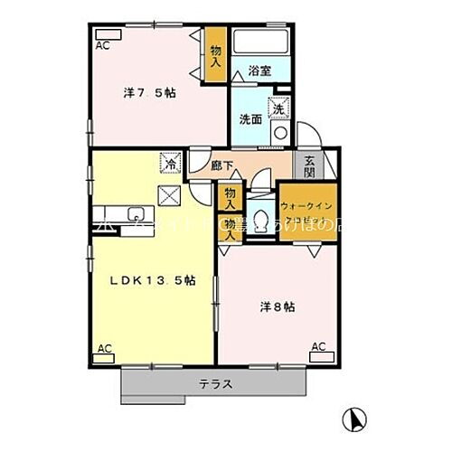 リビングタウン下地ＩＩ　Ｂ 1階 2LDK 賃貸物件詳細