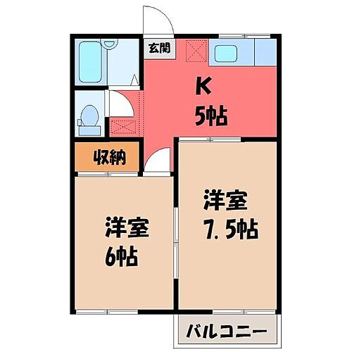 栃木県宇都宮市下栗町 宇都宮駅 2DK アパート 賃貸物件詳細