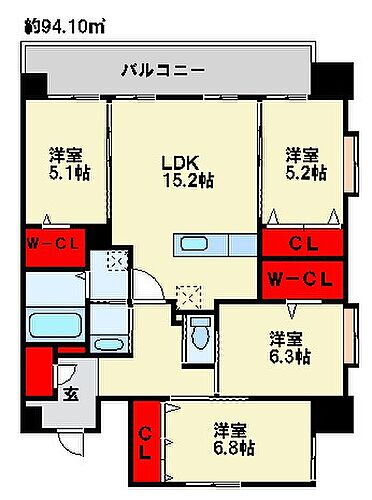 ギャラン中央 14階 4LDK 賃貸物件詳細