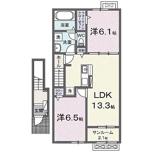 ハピネスメゾン　Ｂ 2階 2LDK 賃貸物件詳細