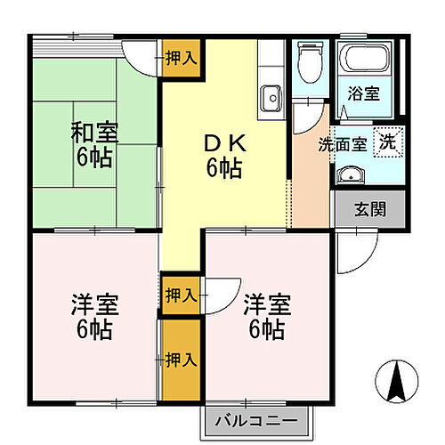 グレープズヒルＦ 2階 3DK 賃貸物件詳細