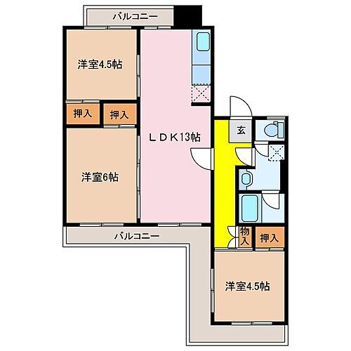 グランドヒルズ桔梗が丘７号棟 2階 3LDK 賃貸物件詳細