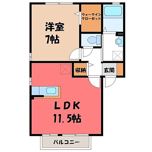 栃木県小山市犬塚2丁目 小山駅 1LDK アパート 賃貸物件詳細