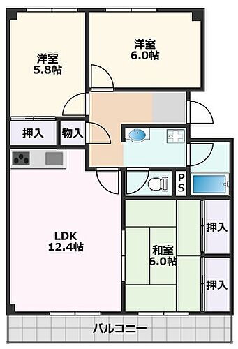 プチセンリオカモト 2階 3LDK 賃貸物件詳細