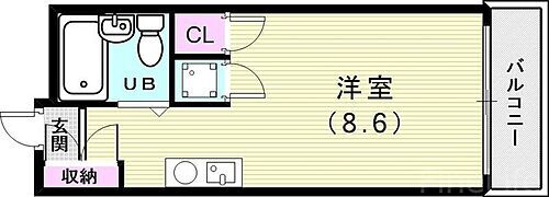 プレジール有瀬 2階 ワンルーム 賃貸物件詳細