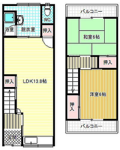 船橋町連棟貸家 2LDK 賃貸物件詳細